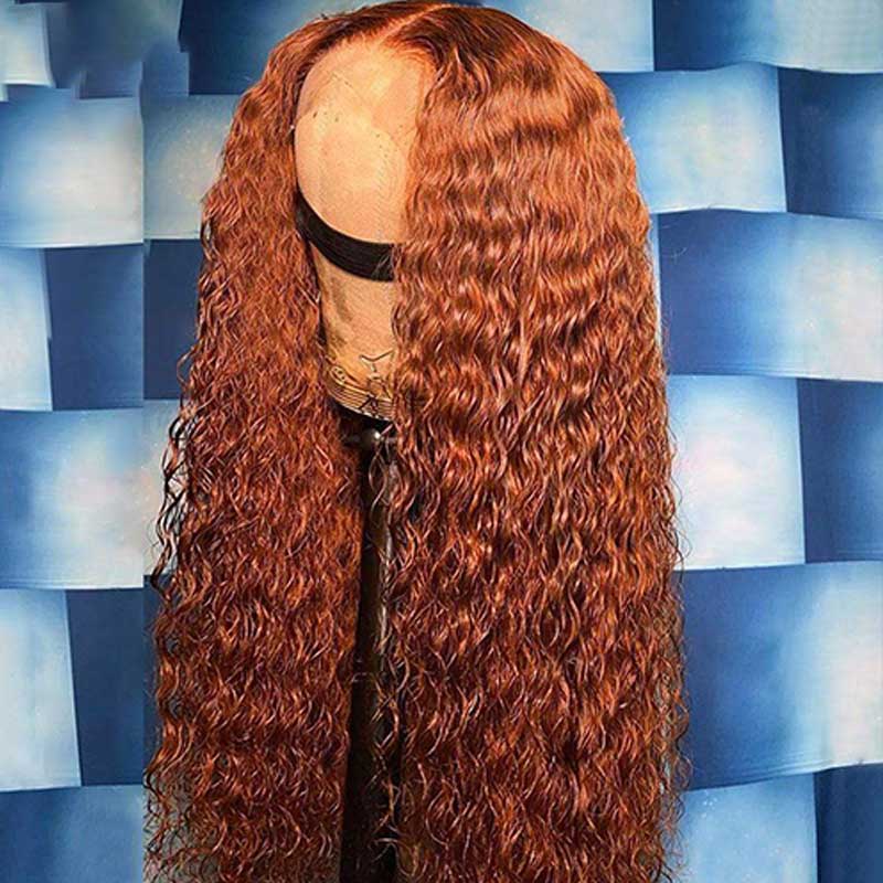 Ginger Orange Water Wave Lace Front Wig Pre Plucked