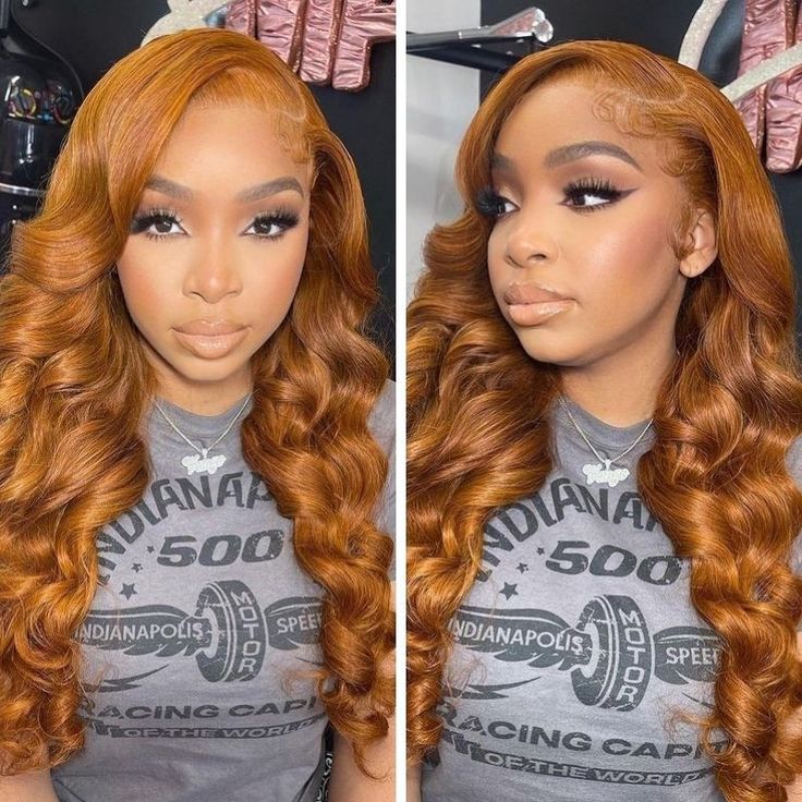 Ginger Wigs Brown Colored Human Hair Wigs For Women Body Wave 13X4 Lace Frontal Wigs
