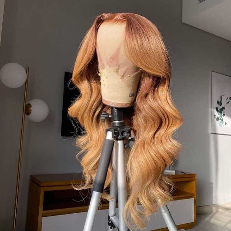 Ginger Wigs Brown Colored Human Hair Wigs For Women Body Wave 13X4 Lace Frontal Wigs