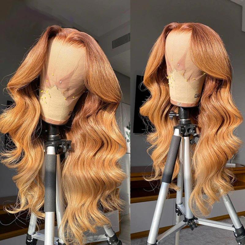 Ginger Wigs Brown Colored Human Hair Wigs For Women Body Wave 13X4 Lace Frontal Wigs