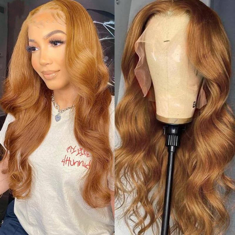 Ginger Wigs Brown Colored Human Hair Wigs For Women Body Wave 13X4 Lace Frontal Wigs