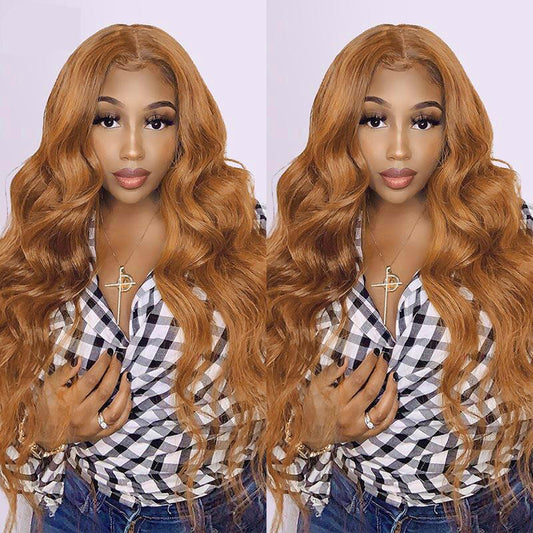 Ginger Wigs Brown Colored Human Hair Wigs For Women Body Wave 13X4 Lace Frontal Wigs