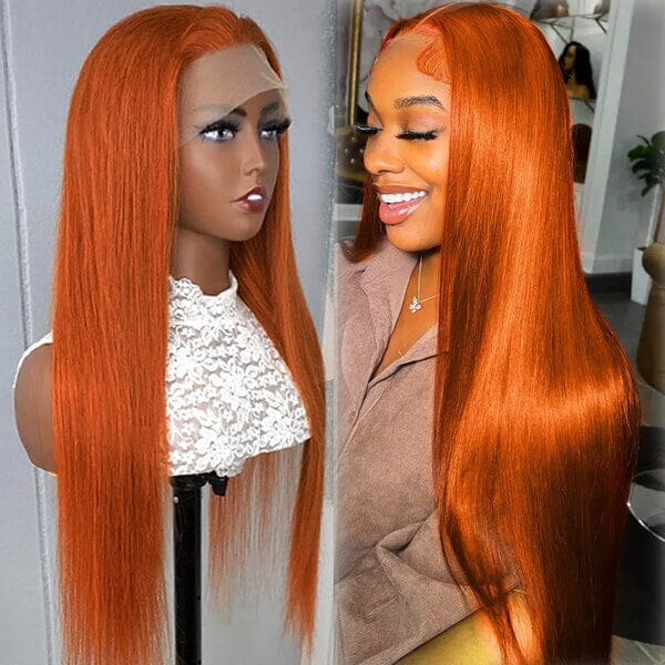 New Fashion Orange Color 13*4 Lace Frontal Wig Straight/Body Wave