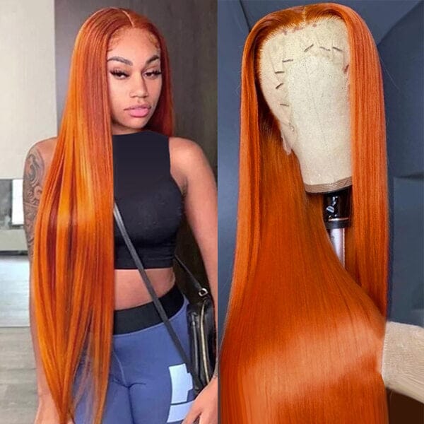 New Fashion Orange Color 13*4 Lace Frontal Wig Straight/Body Wave