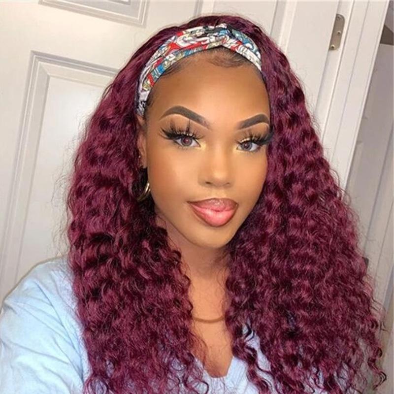 Glueless Headband Wigs Deep Wave Human Hair Wigs For Beginners 180% Density Wigs