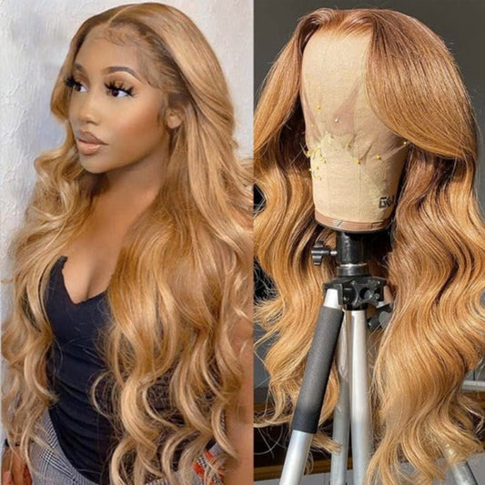 Honey Blonde Lace Front Human Hair Wig 13x4 Body Wave Lace Front Wigs