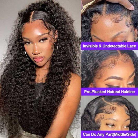 Invisible Skin Melt HD Lace Wig Jerry Curly 13x4 Lace Front Wigs Human Hair Pre Plucked