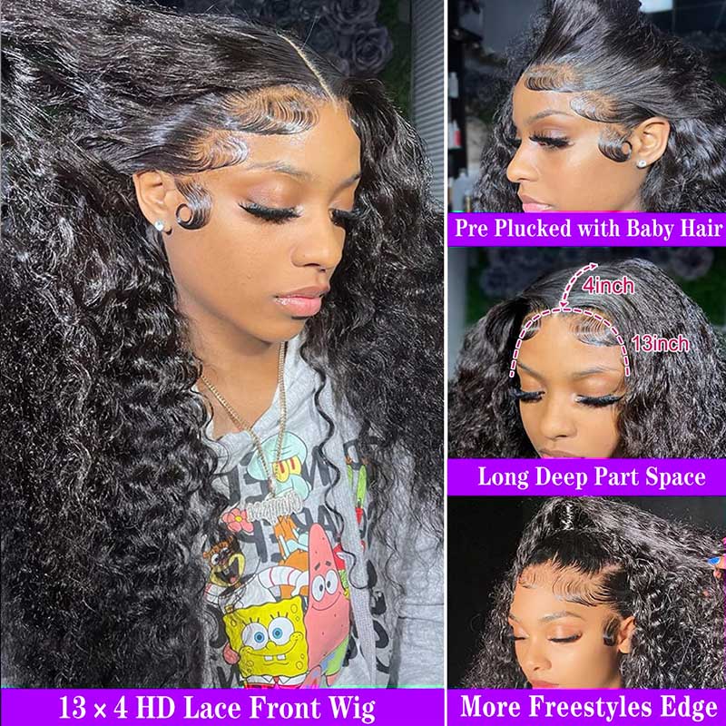 Jerry Curly 13x4 Lace Frontal Wigs Human Hair Transparent Lace Wig Easy Melted