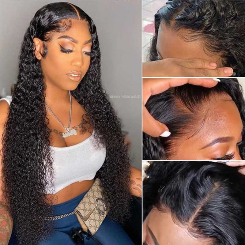 Jerry Curly 13x4 Lace Frontal Wigs Human Hair Transparent Lace Wig Easy Melted