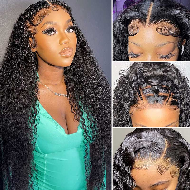 Jerry Curly 13x4 Lace Frontal Wigs Human Hair Transparent Lace Wig Easy Melted