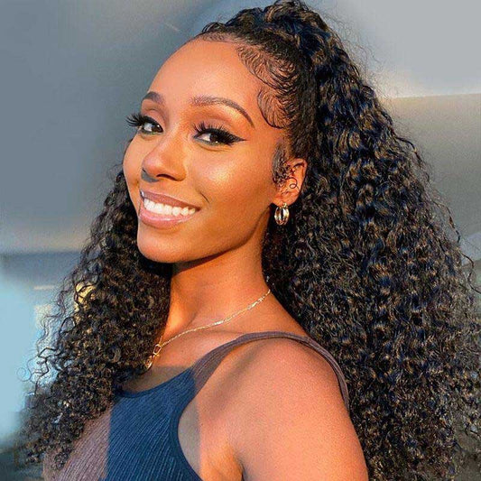 Kinky Curly 360 Transparent Lace Front Wigs Human Hair For Black Women