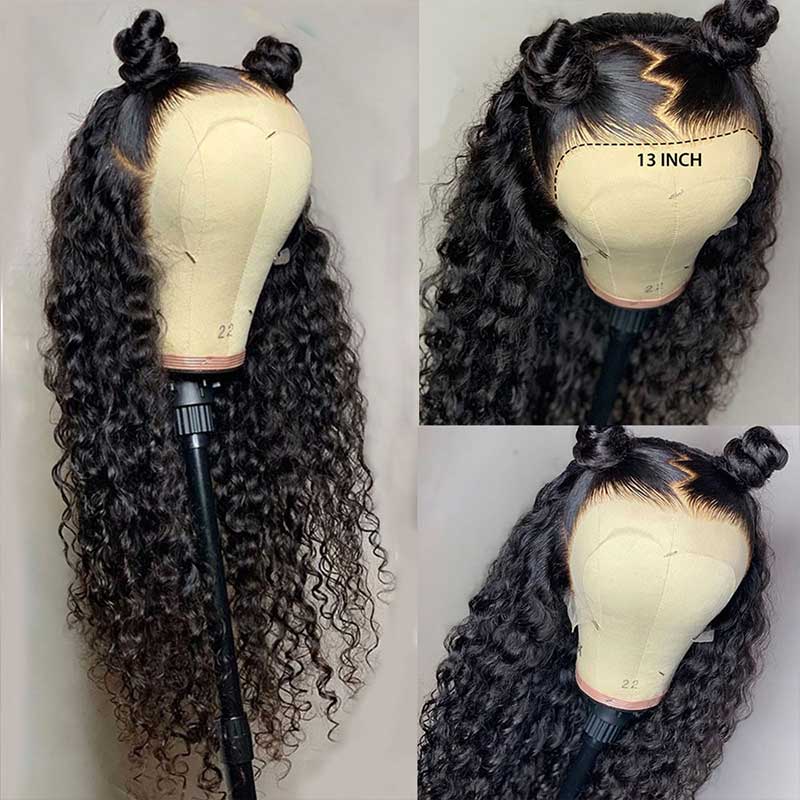 Long Wigs  Deep Wave Wigs Human Hair Lace Front Wigs Pre Plucked With Babay Hair