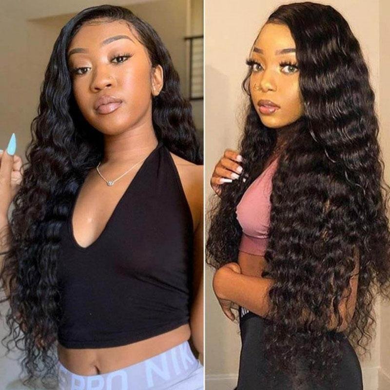 Long Wigs  Deep Wave Wigs Human Hair Lace Front Wigs Pre Plucked With Babay Hair