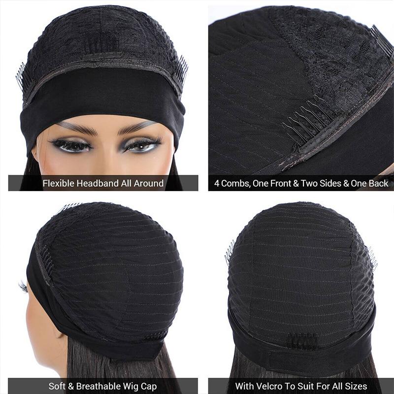 No Glue No Sew In Headband Wigs Straight Scarf Wigs Human Hair Wigs 10-28 Inch