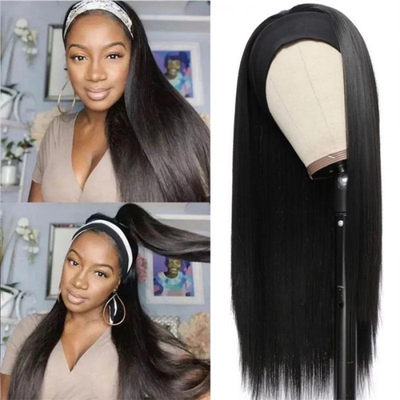 No Glue No Sew In Headband Wigs Straight Scarf Wigs Human Hair Wigs 10-28 Inch