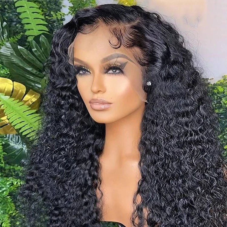 13x4 Transparent Lace Frontal Water Wave Wigs Virgin Human Hair