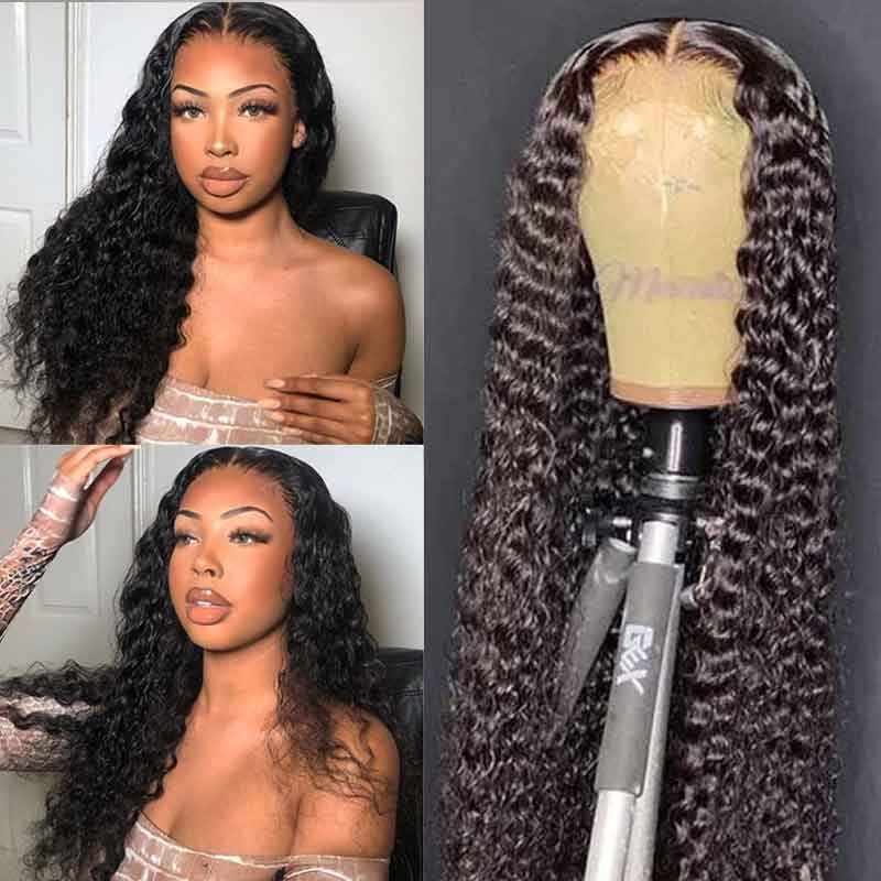 Pre Plucked 360 Lace Wigs Deep Wave Transparent Lace Wig Brazilian Virgin Hair