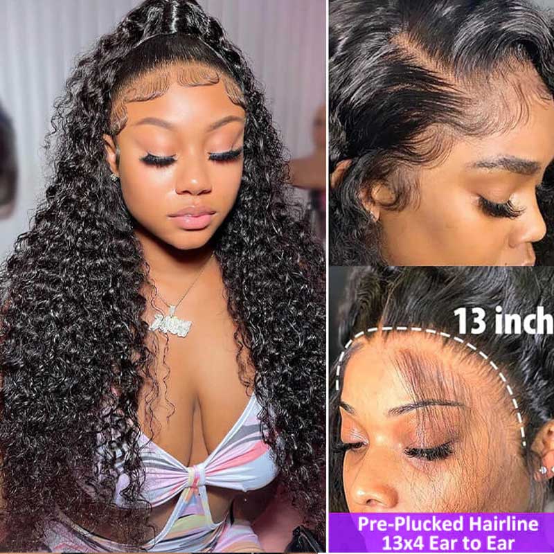 Premium HD Lace Jerry Curly 13x4 HD Lace Front Wigs Curly Human Hair Wigs With Pre Plucked Hairline|True length