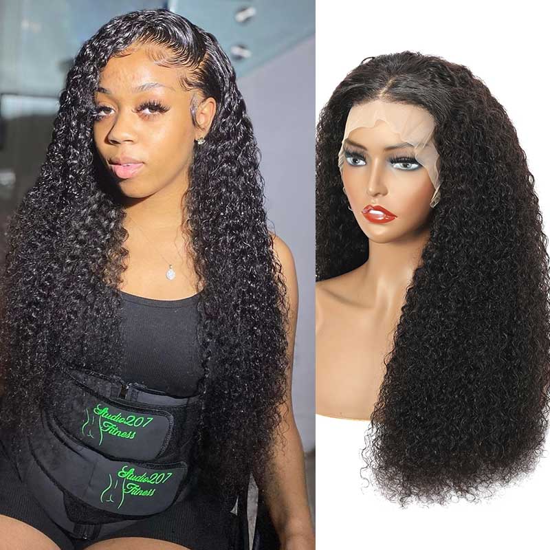 Premium HD Lace Jerry Curly 13x4 HD Lace Front Wigs Curly Human Hair Wigs With Pre Plucked Hairline|True length