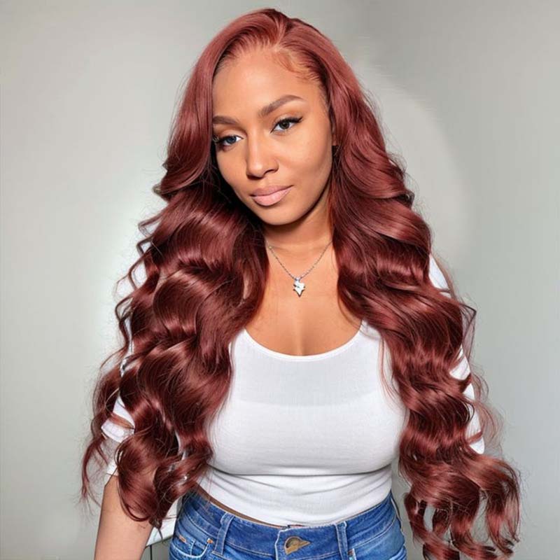 Ulike 360 Full Lace Reddish Brown Body Wave Wigs #33 Colored Transparent Lace Wigs With Pre Pluck