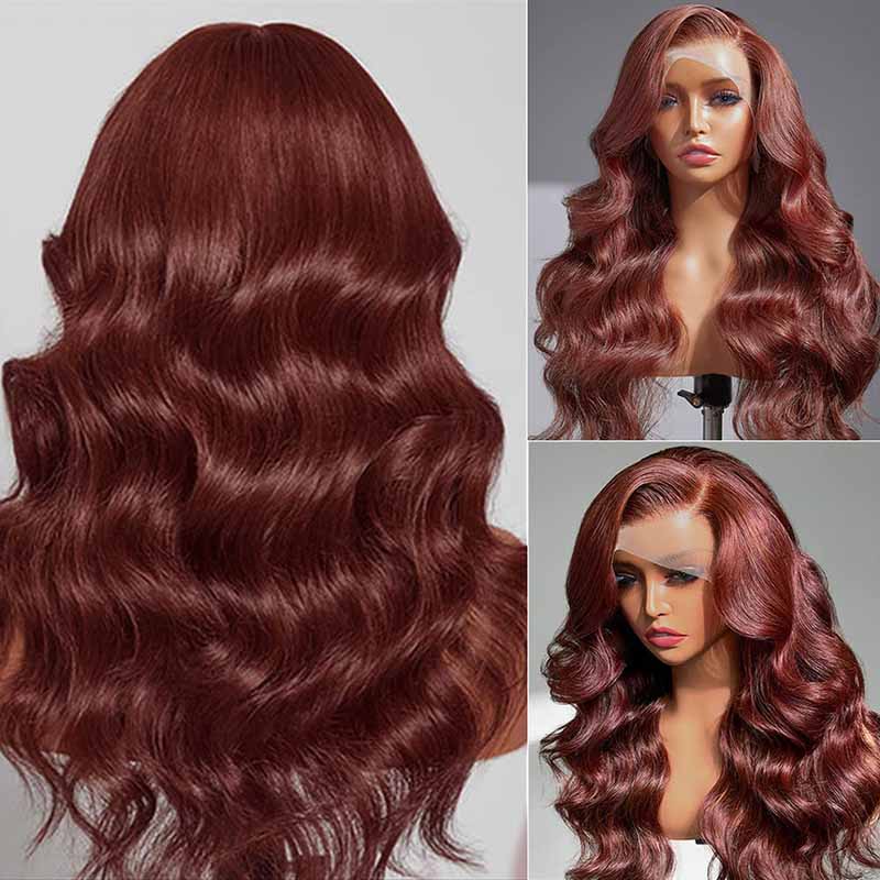 Ulike 360 Full Lace Reddish Brown Body Wave Wigs #33 Colored Transparent Lace Wigs With Pre Pluck