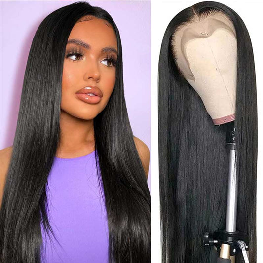 Soft Straight Human Hair 13x4 Full Frontal Wigs Pre Plucked Easy To Wear