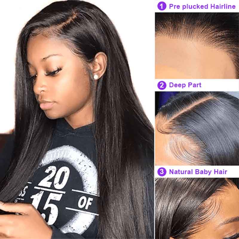 Straight Human Wigs Affordable Long Wigs Pre Plucked Natural Hairline