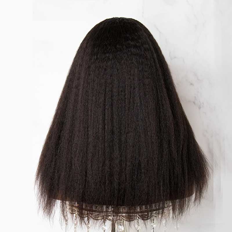 Thin V Part Wigs Glueless Kinky Straight Human Hair V Part Wig No Leave Out