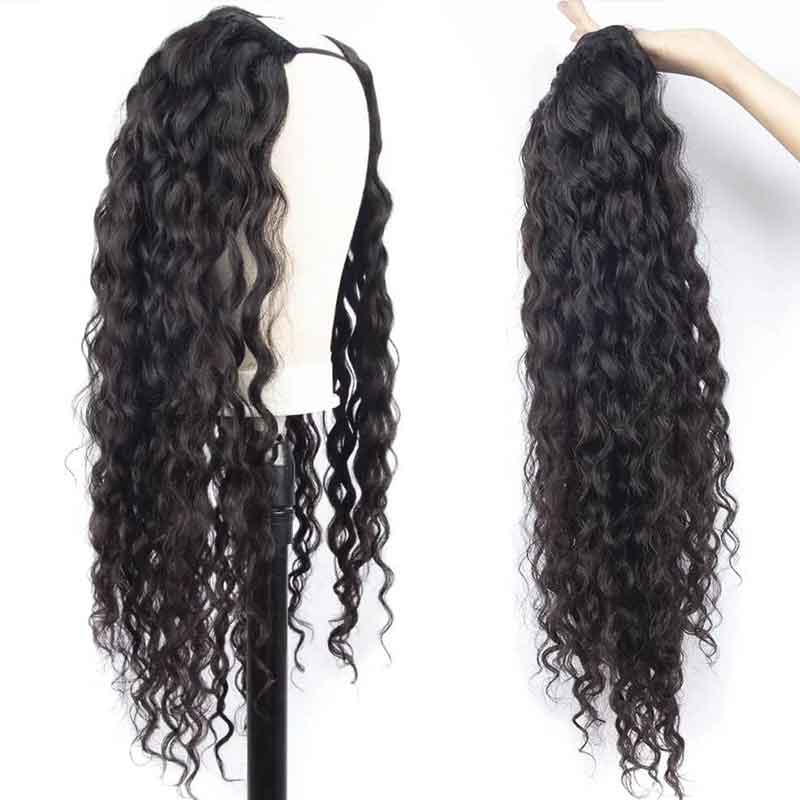 U Part Water Wave Wigs Glueless Affordable Human Hair Wigs For Black Women