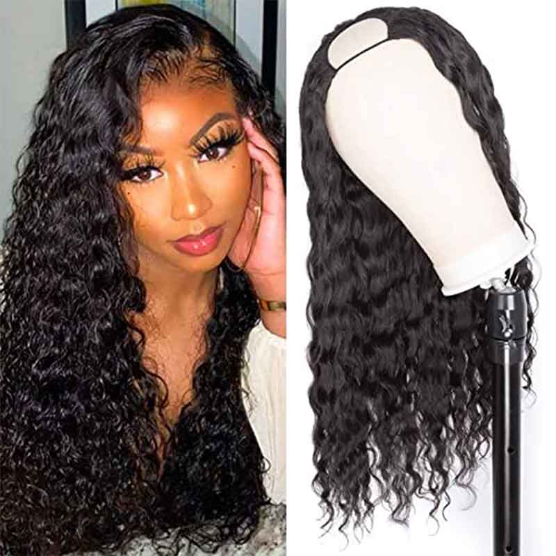 U Part Water Wave Wigs Glueless Affordable Human Hair Wigs For Black Women