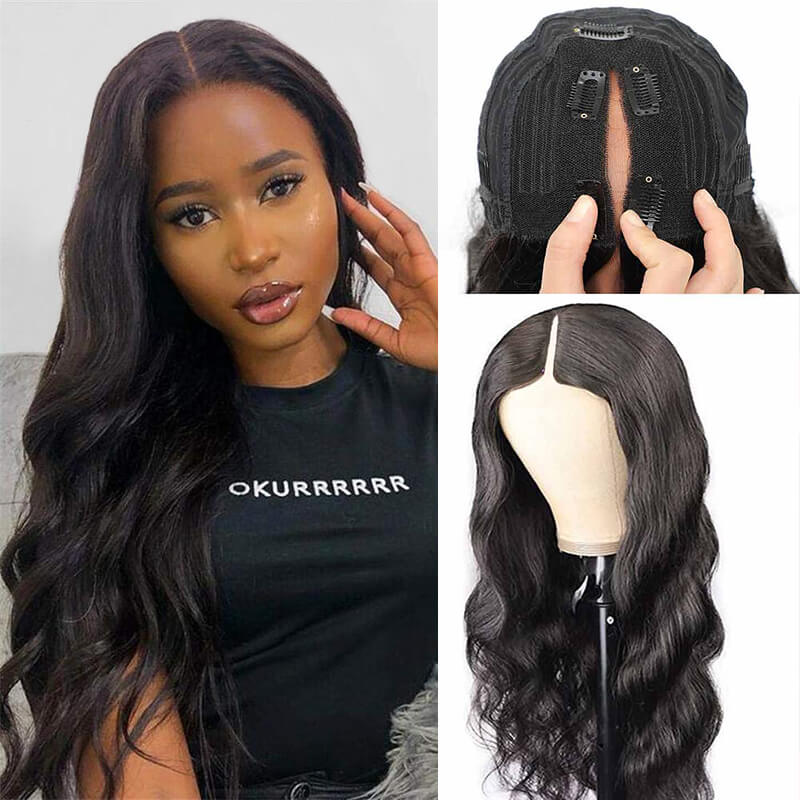 Ulike Beginner Friendly Body Wave V Part Wig No Glue No Sew No Gel Human Hair Wig Thin Part Wig