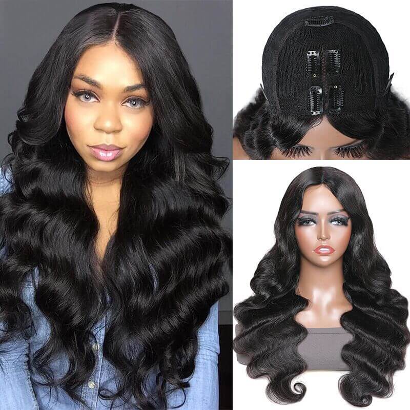 Ulike Beginner Friendly Body Wave V Part Wig No Glue No Sew No Gel Human Hair Wig Thin Part Wig