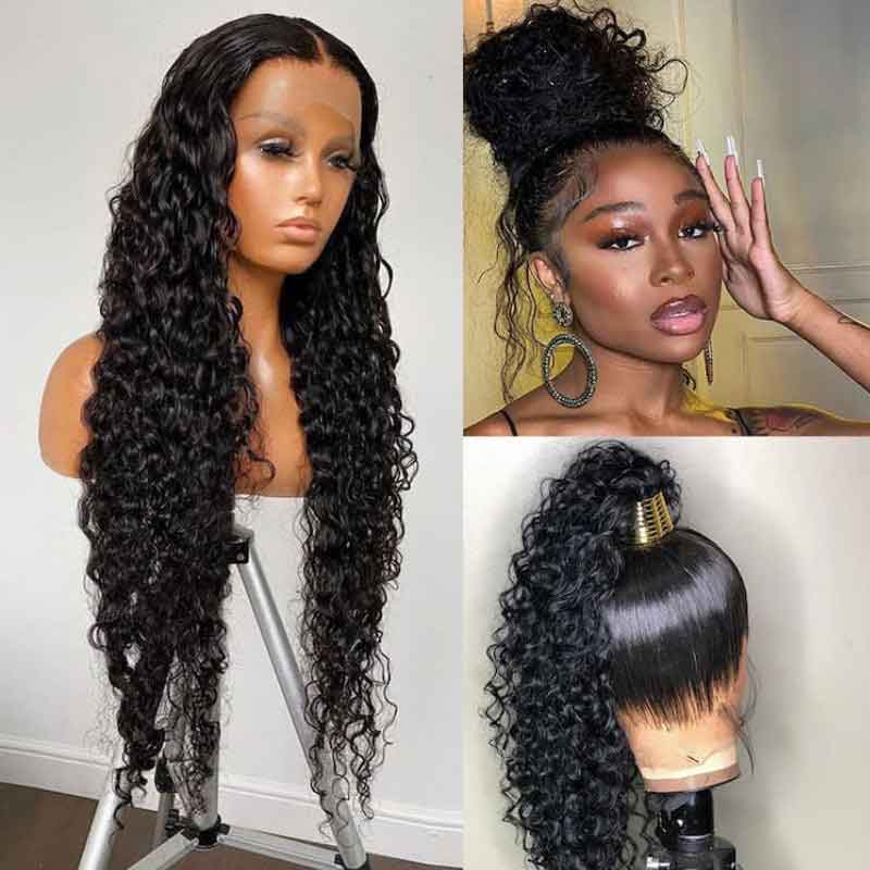 Water Wave 360 Lace Wigs Transparent Lace Human Hair Wigs Pre Plucked