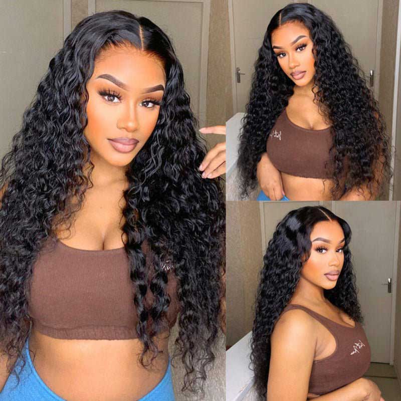 Water Wave HD Lace Front Wigs 13x4 Frontal Full Parting Space Pre Plucked Human Hair Wigs