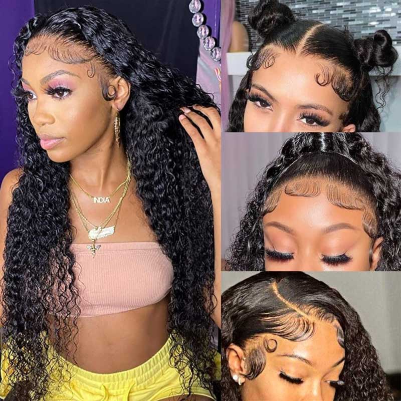 Water Wave HD Lace Front Wigs 13x4 Frontal Full Parting Space Pre Plucked Human Hair Wigs