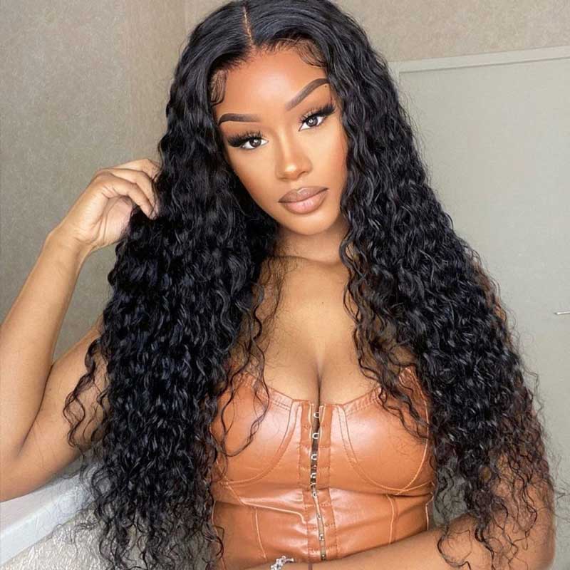 Water Wave HD Lace Front Wigs 13x4 Frontal Full Parting Space Pre Plucked Human Hair Wigs