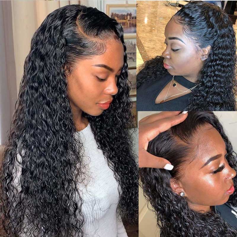 Water Wave HD Lace Front Wigs 13x4 Frontal Full Parting Space Pre Plucked Human Hair Wigs