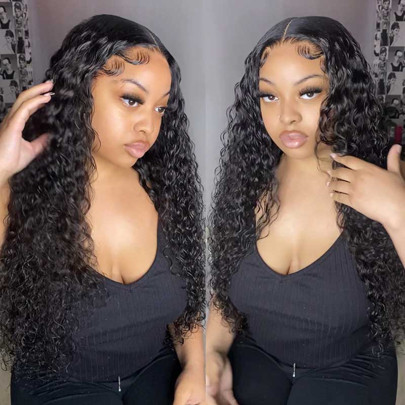 Water Wave HD Lace Front Wigs 13x4 Frontal Full Parting Space Pre Plucked Human Hair Wigs