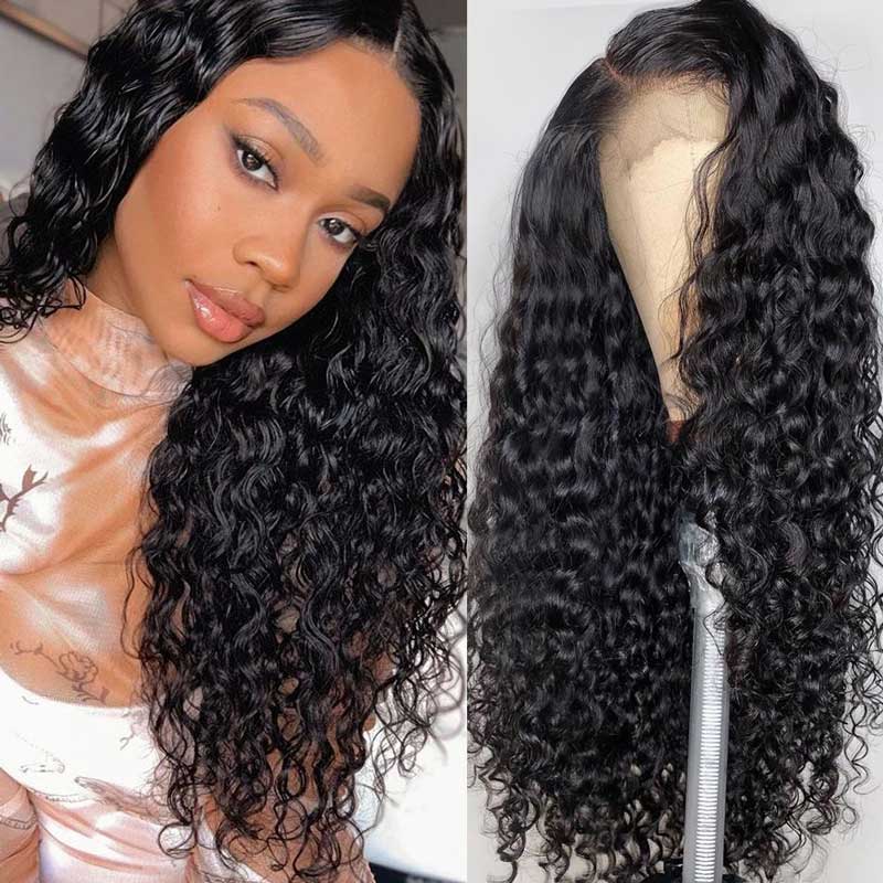 Water Wave HD Lace Front Wigs 13x4 Frontal Full Parting Space Pre Plucked Human Hair Wigs