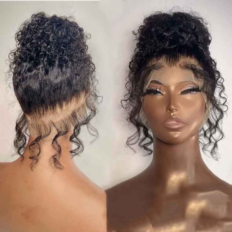 Water Wave Transparent Full Lace Wigs 100% Virgin Human Hair Wigs Pre Plucked 180% Density