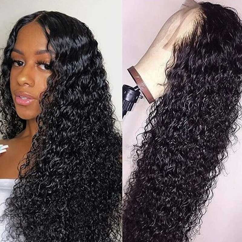 Water Wave Transparent Full Lace Wigs 100% Virgin Human Hair Wigs Pre Plucked 180% Density