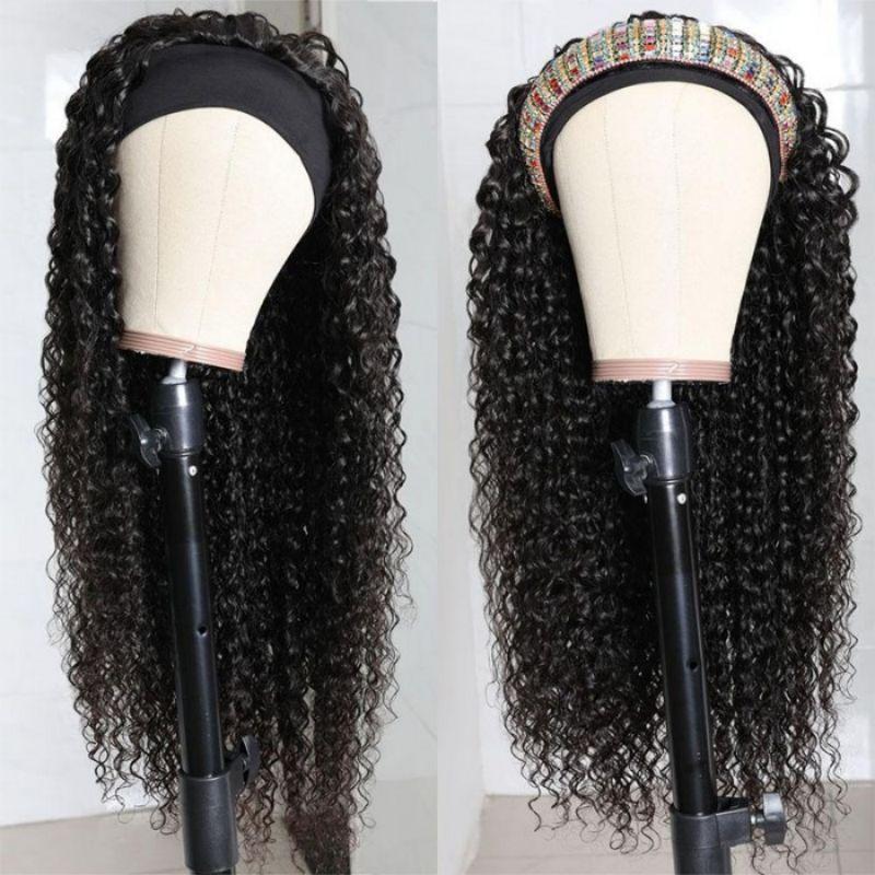 Water Wave Wigs Half Wig With Headband 100% Virgin Hair Long Headband Wig Fashion