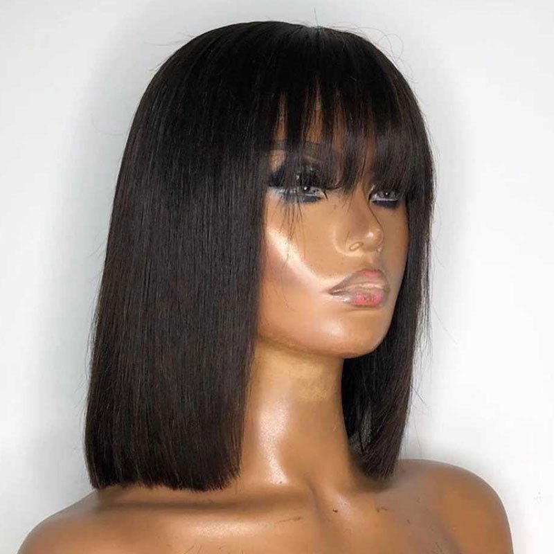 Wear&Go| Ulike Hair Short Bob Wig with Bangs Glueless Straight Human Hair Wig