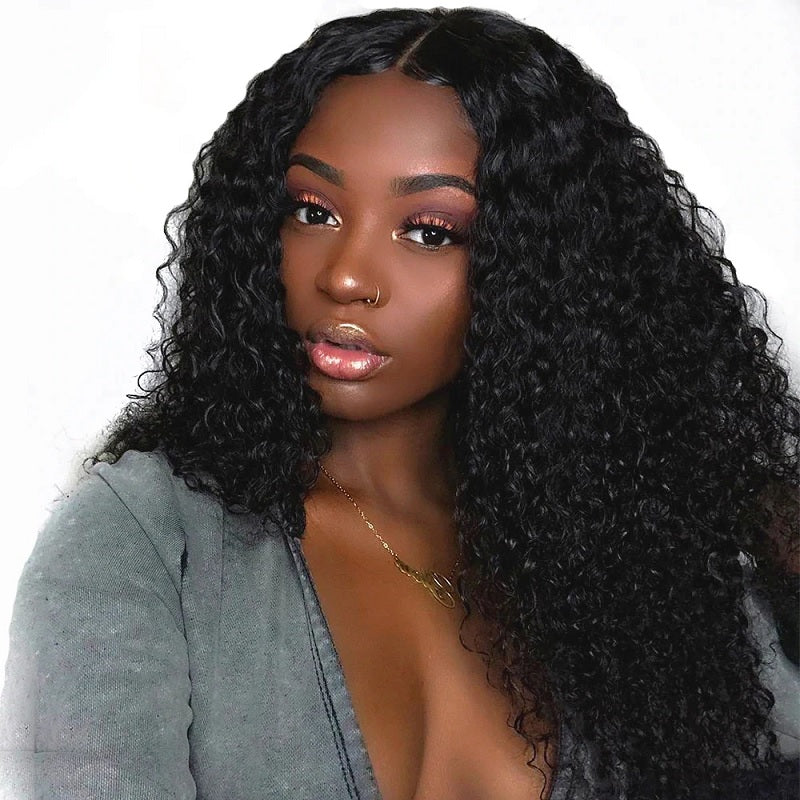 Ulike Water Wave Thin Part Wigs Upgrade V Part Wig Blend with Your Own Hairline V Part Human Hair Wigs No Glue No Leave Out